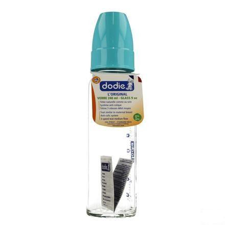 Dodie Zuigfles Glas Blue Lagoon 2lft 240 ml