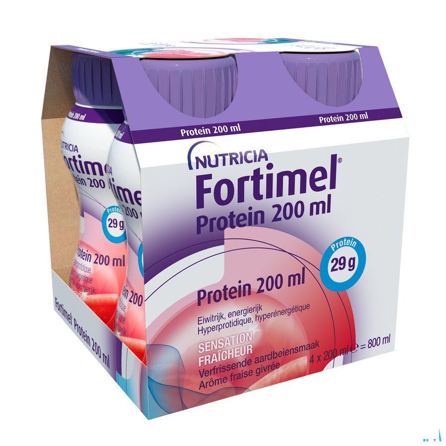 Fortimel Protein 200 ml Aardbei Verfrissend 4X200 ml  -  Nutricia