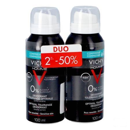 Vichy Homme Deo 48H Tolerance Aerosol 2X100 ml  -  Vichy