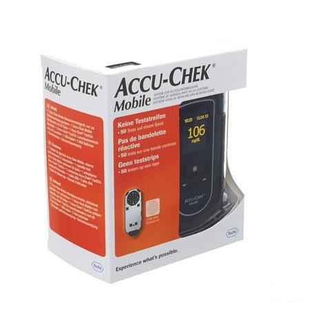Accu Chek Mobile Startkit (50tests + meter + prikker) Belgie-mg/dl  -  Roche Diagnostics