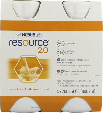 Resource 2.0 Abrikoos 4x200 ml 12100545  -  Nestle