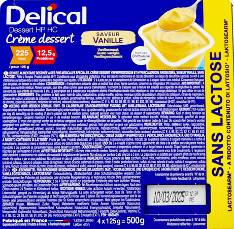 Delical Creme Dessert Hp-Hc S/Lact.Vanil 4 x 125 gr