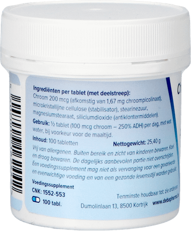 Chromium Picco 200y Comprimes 100  -  Deba Pharma