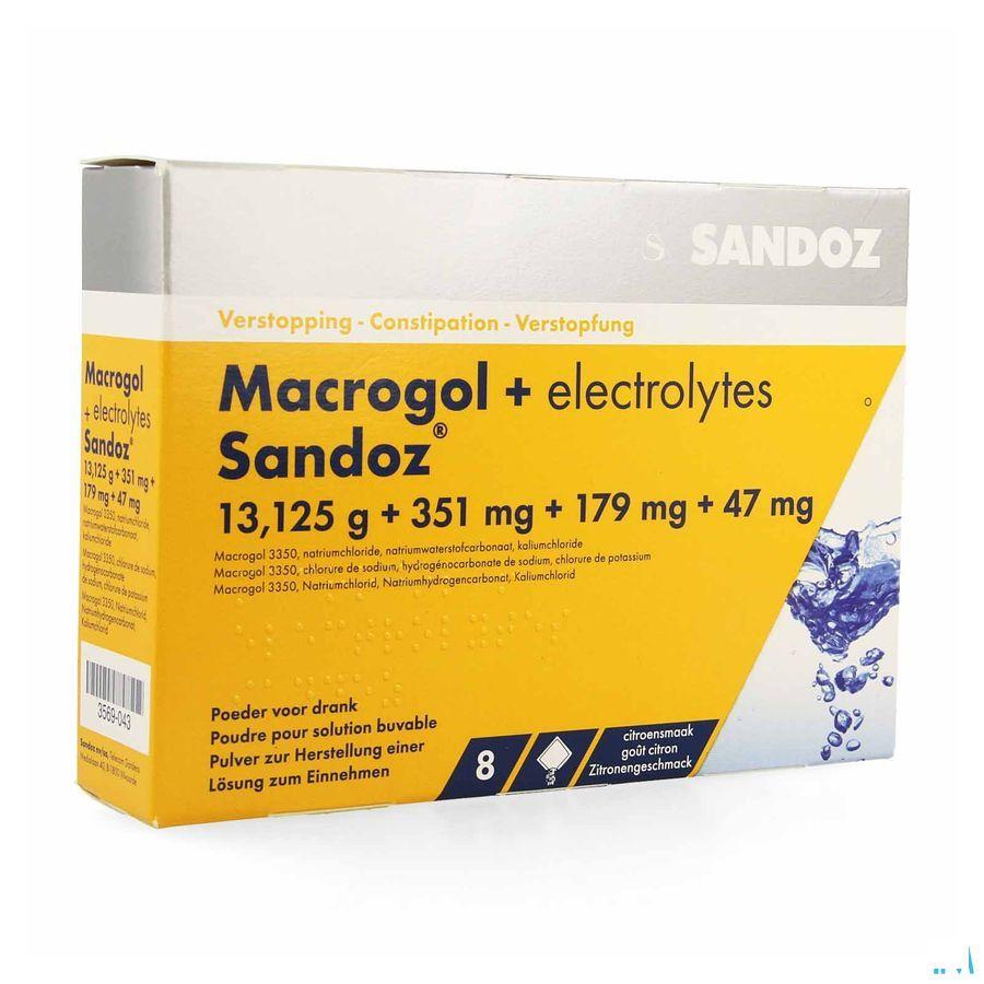 Macrogol + Electr Sandoz Pulv Gout Citron Sachets 8 