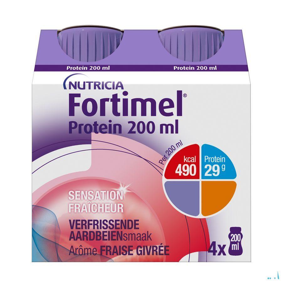 Fortimel Protein 200 ml Aardbei Verfrissend 4X200 ml  -  Nutricia