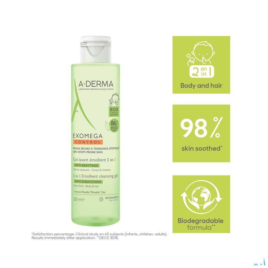 Aderma Exomega Control Reinigingsgel 2in1 200 ml  -  Aderma
