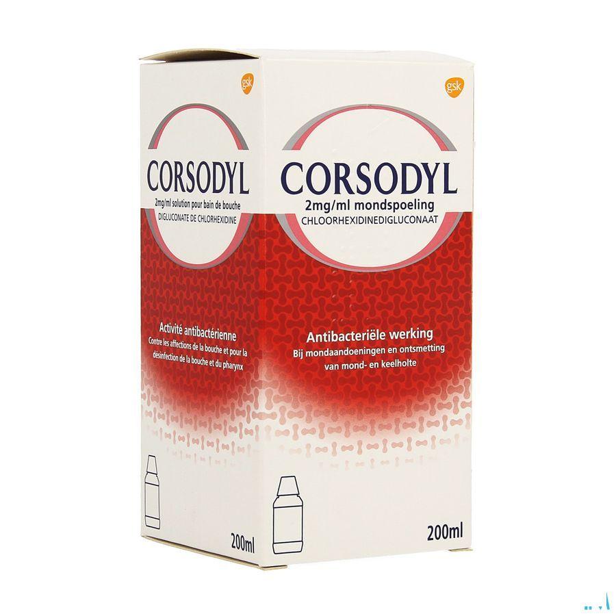 Corsodyl 2 mg/ml Oplossing Mondwater 200 ml