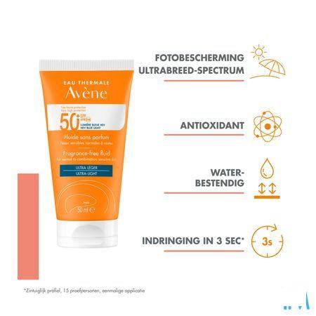 Avene Zon Ip50 + Fluide Zonder Parfum 50 ml  -  Avene