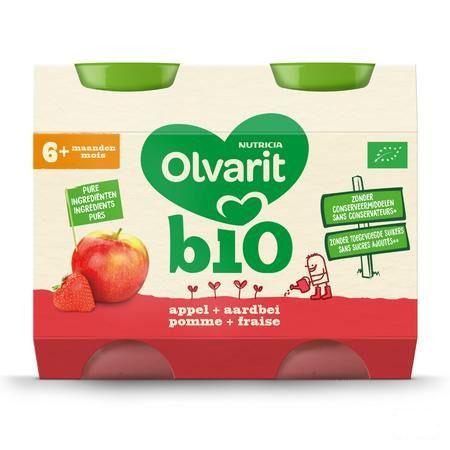 Olvarit Bio Appel Aardbei 6M 2X200G  -  Nutricia