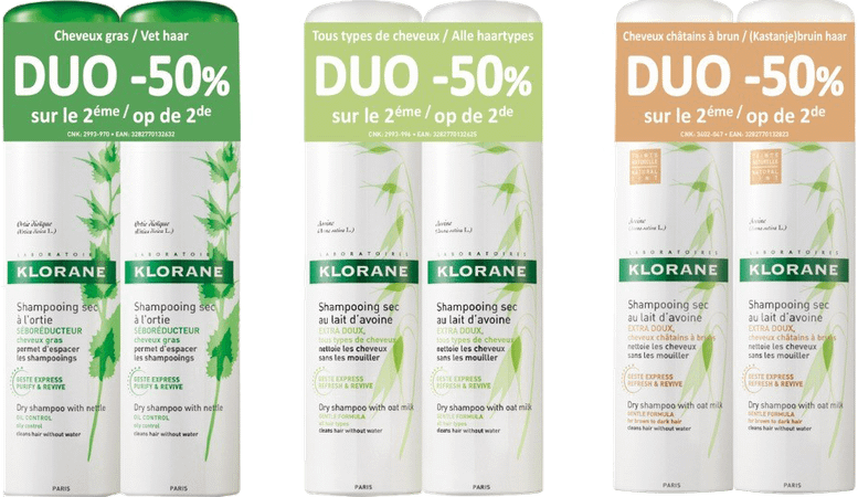 Klorane Capilaire Shampooing Sec Ortie Teinte 2x150 ml