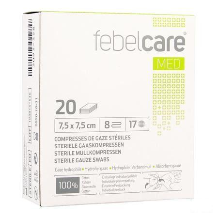 Febelcare Gaaskompres Steriel 7,5x 7,5cm 20x1