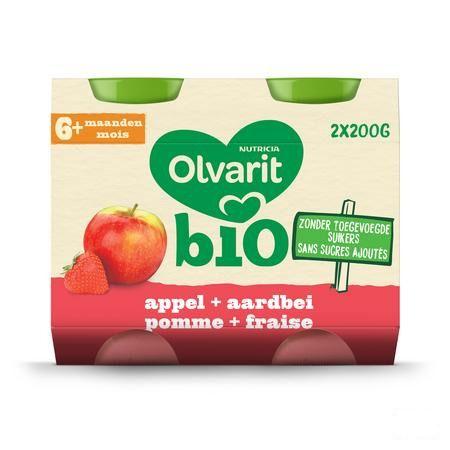 Olvarit Bio Appel Aardbei 6M 2X200G  -  Nutricia