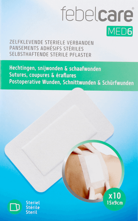 Febelcare Med6 Pansem. Adhesifs Steril.15x9cm 10pc