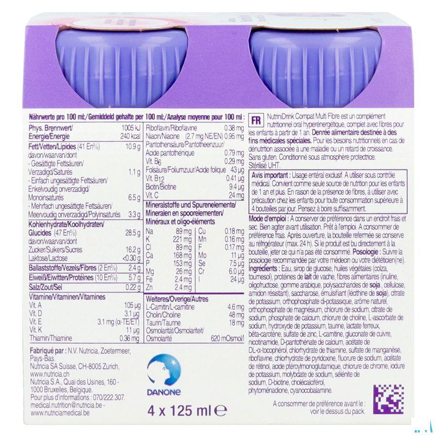 Nutrinidrink Compact Multi Fibre Aardbei 4x125 ml  -  Nutricia