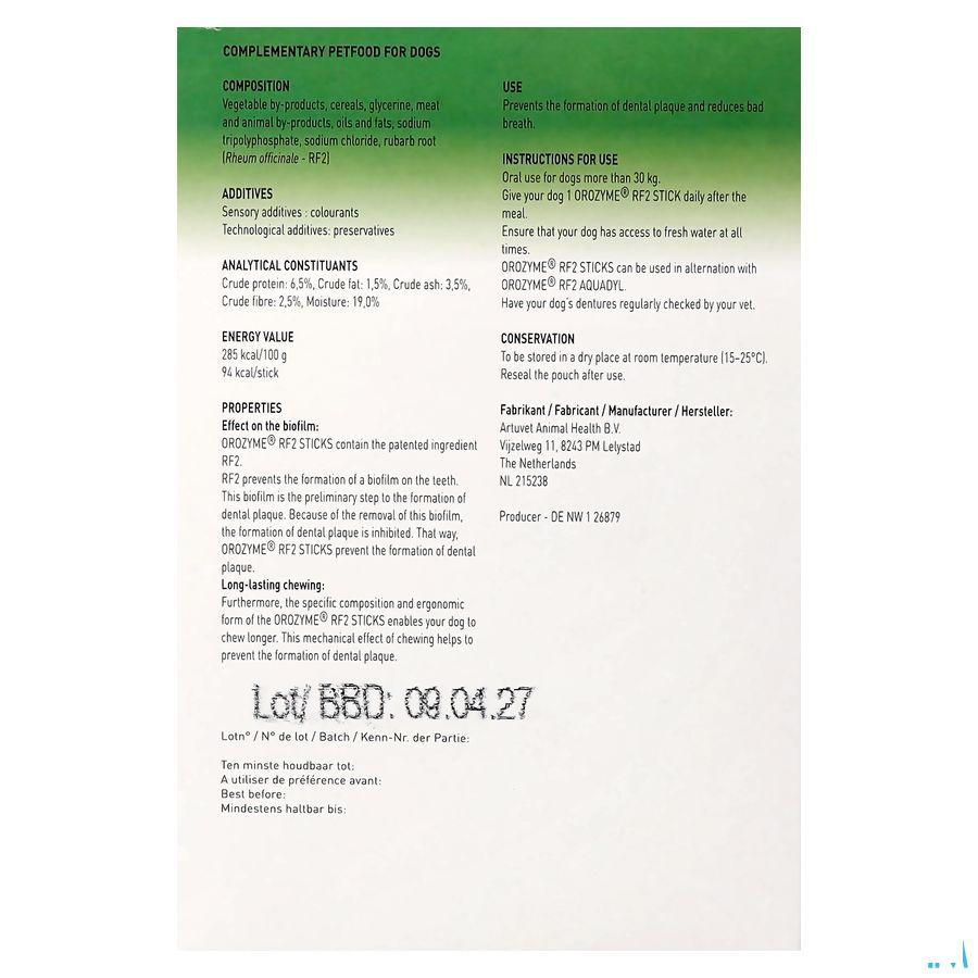 Orozyme Rf2 Sticks Appetents Chien Large 28  -  Ecuphar