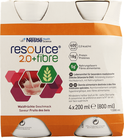 Resource 2.0 Fibre Bosvruchten 4x200 ml 12100791  -  Nestle