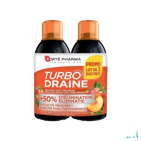 Turbodraine Groene Thee Perzick Duo 2x500 ml  -  Forte Pharma