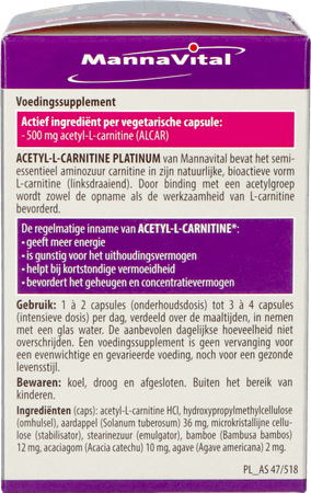 Mannavital Acetyl L-Carnitine Platinum V-Caps 60
