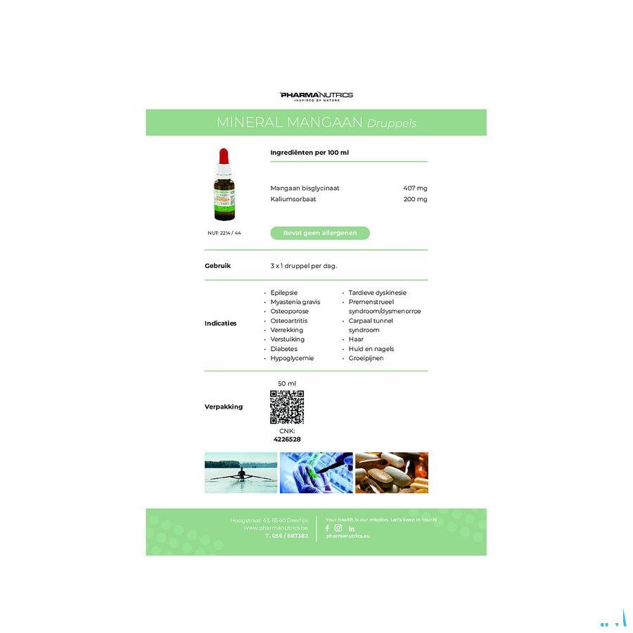 Mangaan Druppels 50ml Pharmanutrics  -  Pharmanutrics