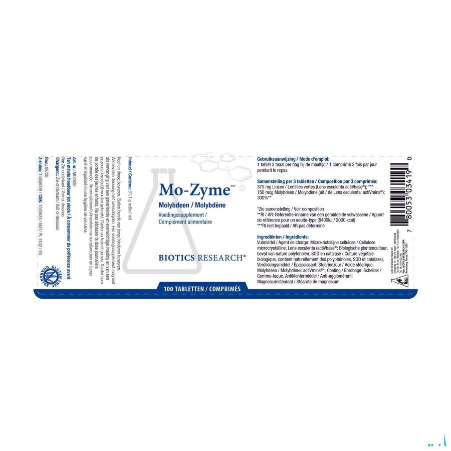 Biotics Mo-Zyme 100 comprimés  -  Energetica Natura