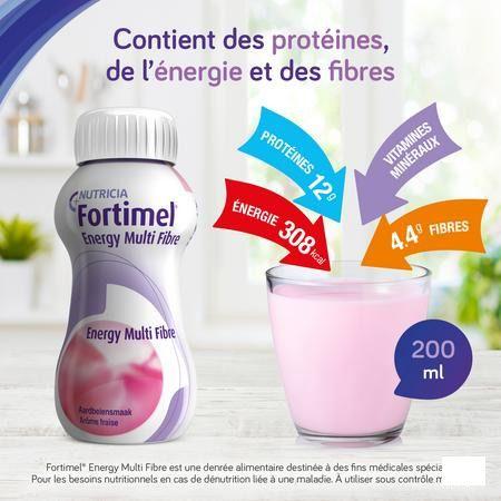 Fortimel Energy Multi Fibre Aardbei 4x200 ml  -  Nutricia