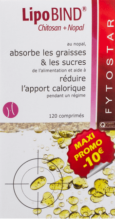 Fytostar Lipobind Chitosan Nopal Comprimes 120  -  Ocebio