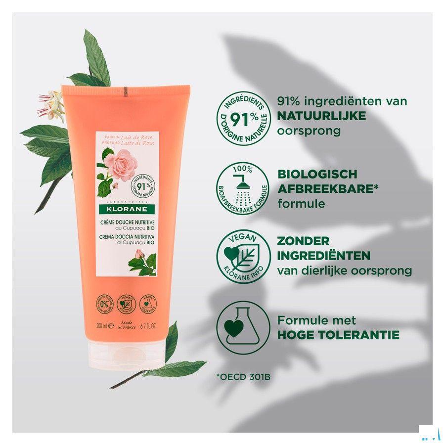 Klorane Corps Creme Douche Lait Rose 200 ml