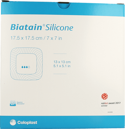 Biatain Silicoon Schuimverb 17,5x17,5cm 5 33438  -  Coloplast