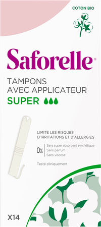 Saforelle Coton Protect Tampons Applicat. Super 14