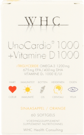 Unocardio 1000 + Vit D 1000 Softgels 60