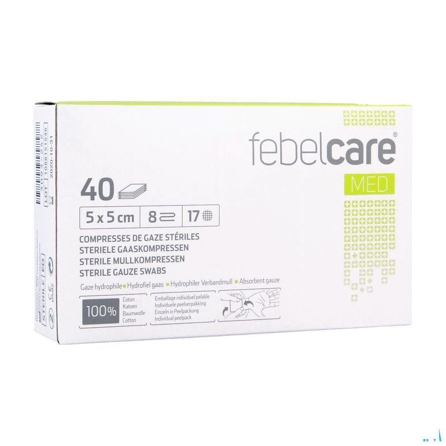 Febelcare Gaaskompres Steriel 5,0x 5,0cm 40x1