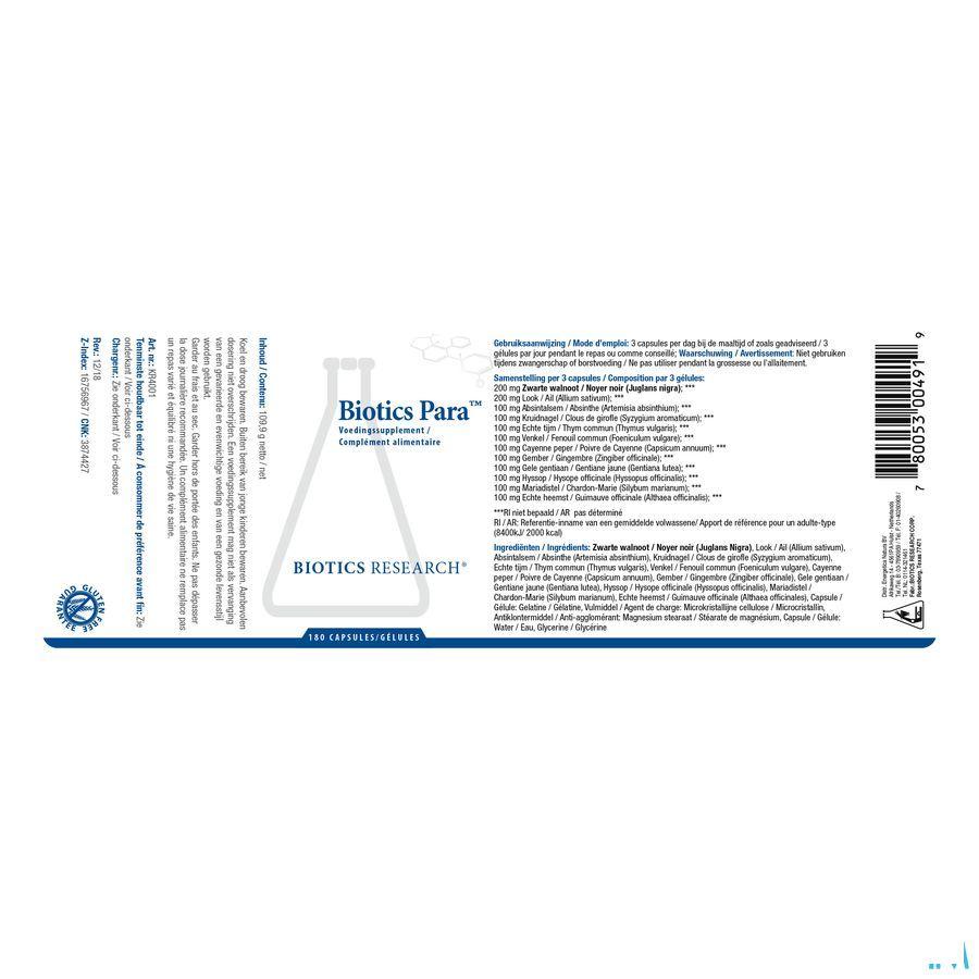 Biotics Para 180 capsules  -  Energetica Natura