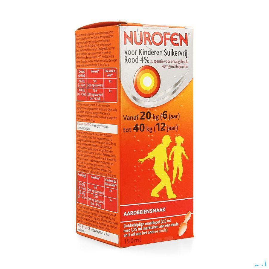 Nurofen Enfant sans sucre 4% Fraise Suspension Buvable 150 ml