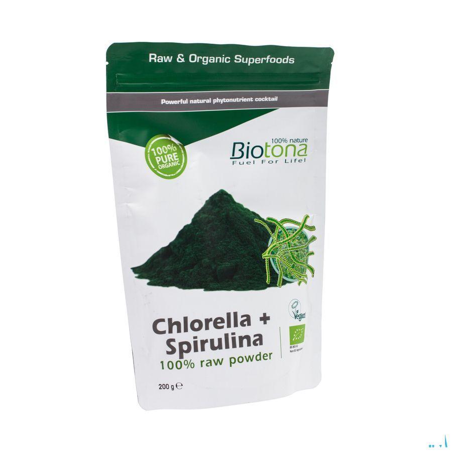Biotona Chlorella + Spirulina Raw Powder 200 gr  -  Keypharm