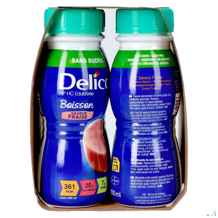 Delical Melkdrank Z/Suiker Aardbei 4X200 ml