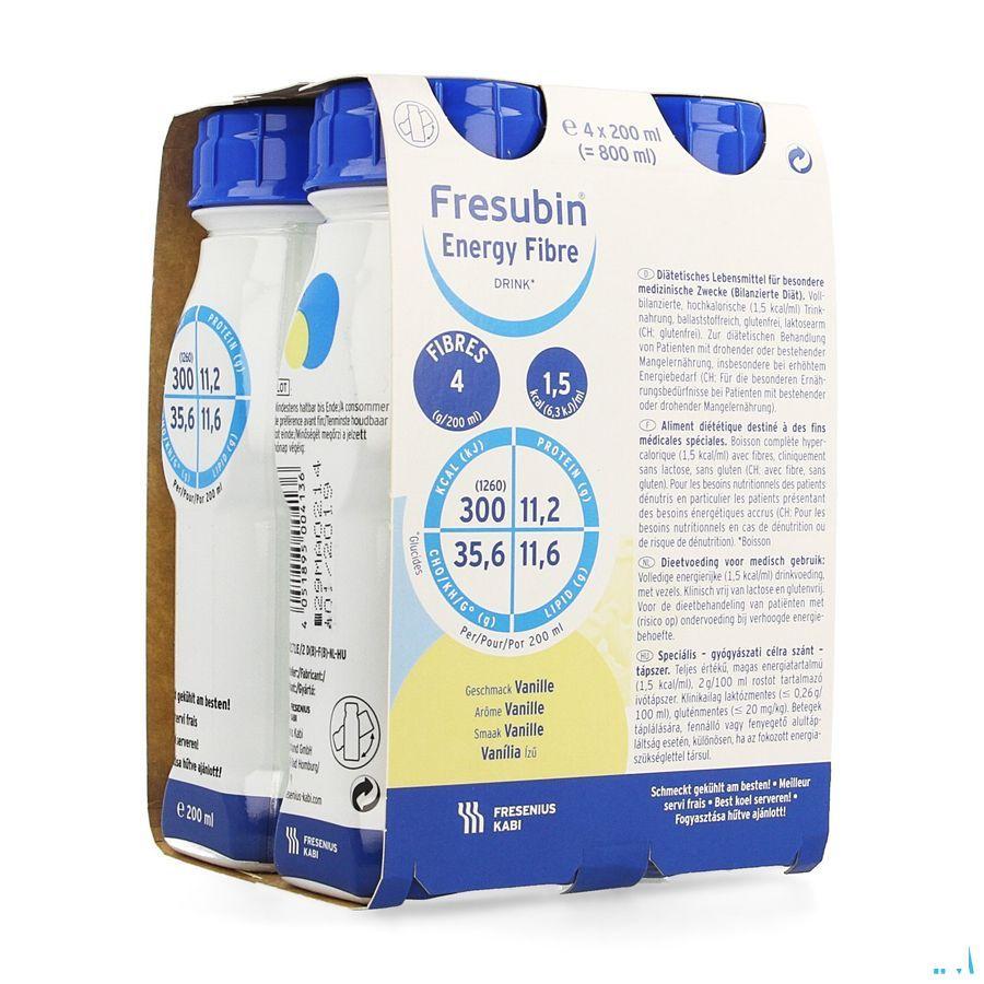 Fresubin Energy Fibre Drink Vanille Flacon 4x200 ml  -  Fresenius