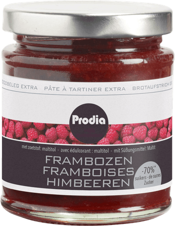 Prodia Broodbeleg Extra Framboos 215 gr  -  Revogan