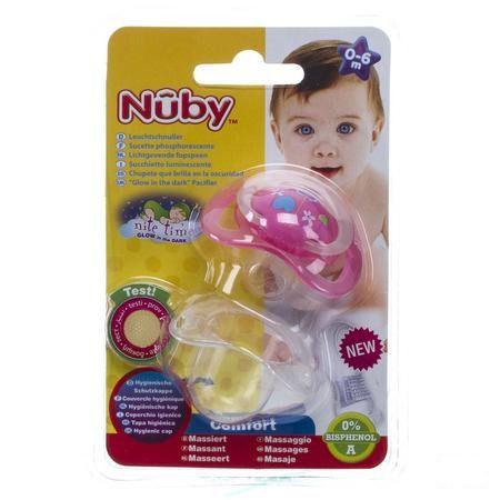 Nuby C Fopspeen Polyprop. Ortho Lichtgevend 0-6m  -  New Valmar