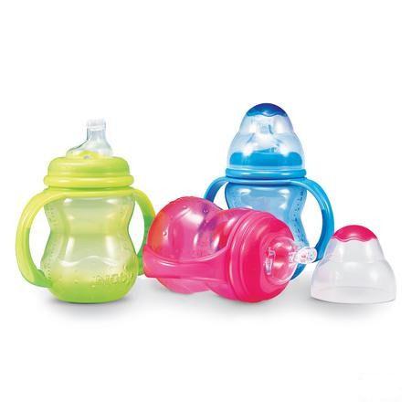Nuby Trainingsfles Met Antilektuit - 240 ml - 6m +   -  New Valmar