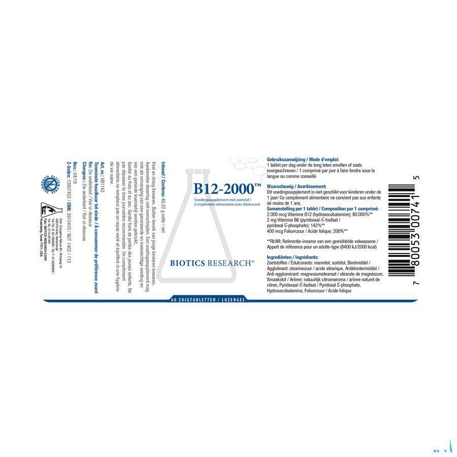 Biotics B12-2000 60 zuigtabletten  -  Energetica Natura