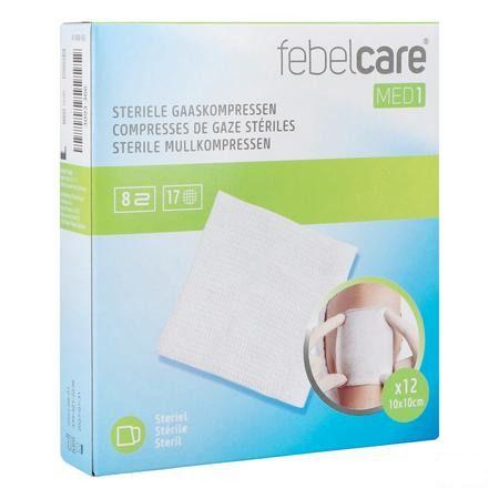 Febelcare Gaaskompres Steriel 10,0x10,0cm 12x1