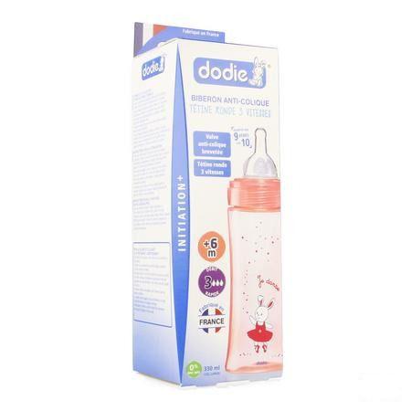 Dodie Biberon Iniiation + Tet. Debit 3 Rose 330 ml