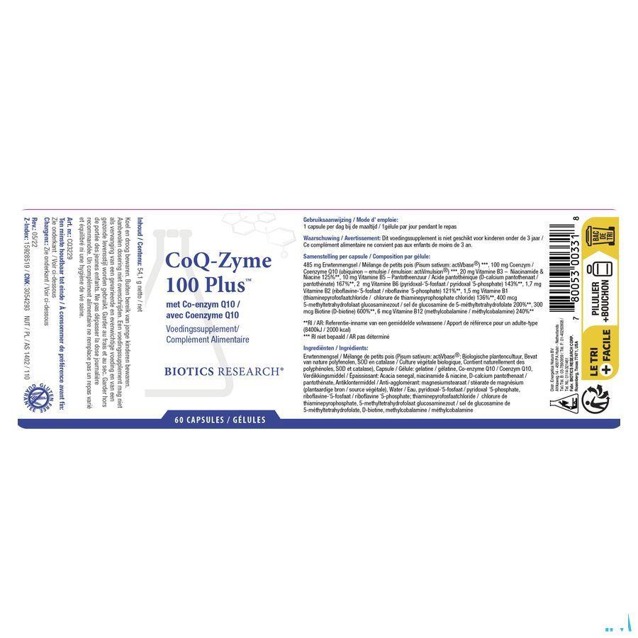 Biotics Coq-Zyme 100 Plus 60 gélules  -  Energetica Natura