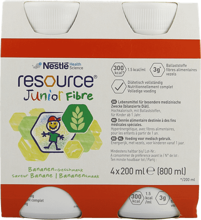 Resource Junior Fibre Banaan 4x200 ml  -  Nestle