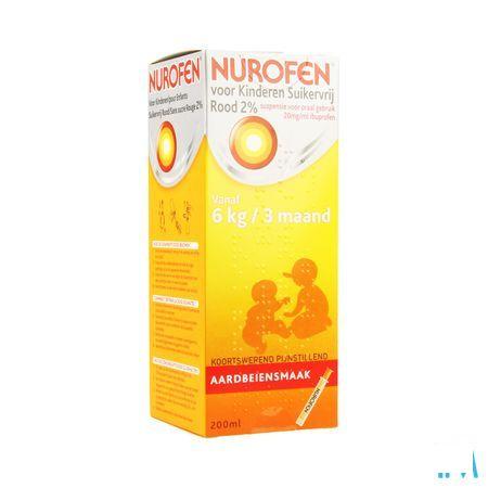 Nurofen Kind Suikervrij Aardbei 2 % 200 ml