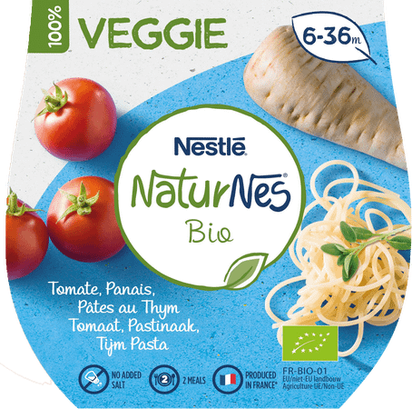Naturnes Veggie Tomaat Pastinaak Tijm Pasta 2X190G  -  Nestle