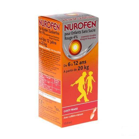 Nurofen Kind Suikervrij 4% Aardbei Orale Suspensie 150 ml