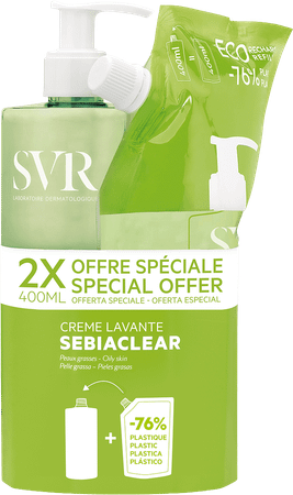 Svr Sebiaclear Creme Lavante 400 ml+ Recharge 400 ml