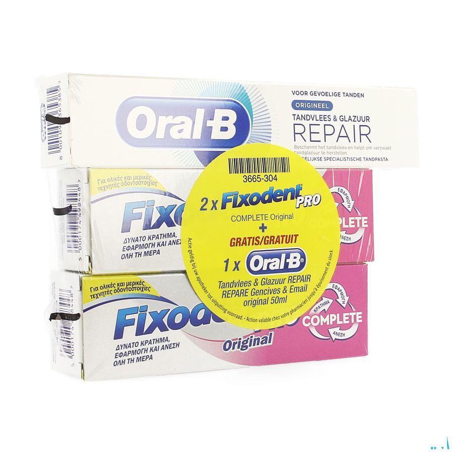 Fixodent Pro Compl.Orig 2X47Gr + Oral-Brepair 50ml