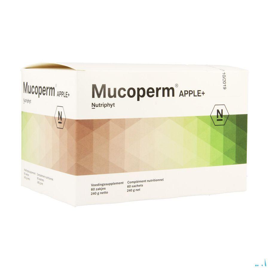 Mucoperm Apple+ Pdr Zakje 60 x 4 g  -  Nutriphyt